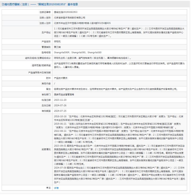 誼安Aeonmed呼吸機Shangrila590
